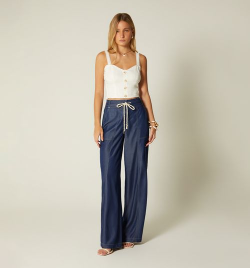 HIGH WAIST PALAZZO JEANS WITH POCKETS