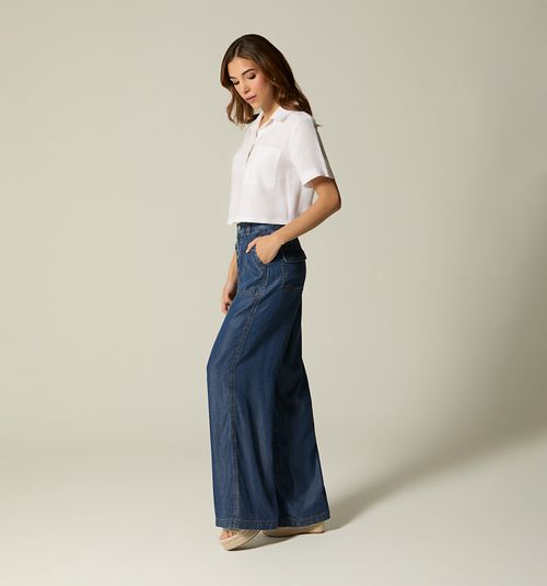 SHORT SLEEVE BLOUSE WITH POLO COLLAR