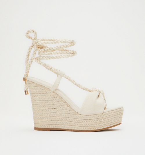 PLATFORM SANDAL IN JUTE WITH TIE
