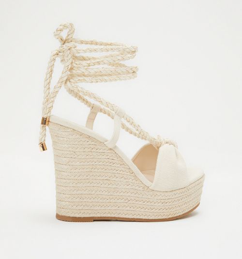 PLATFORM SANDAL IN JUTE WITH TIE