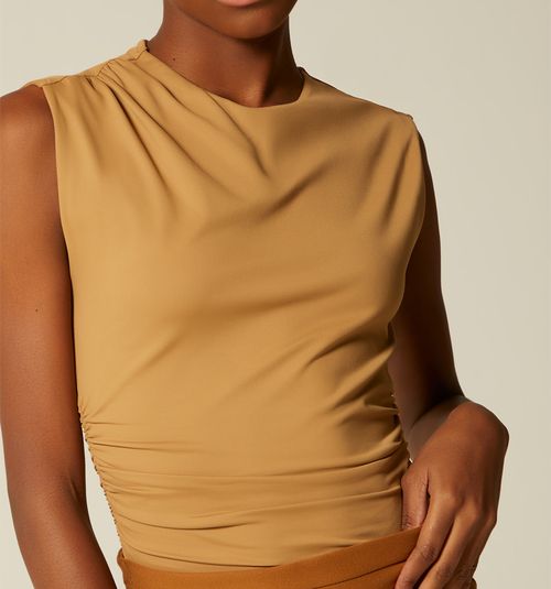 Shoulder and Side Ruched Bodysuit