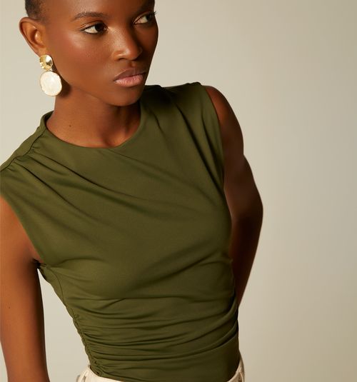 Shoulder and Side Ruched Bodysuit