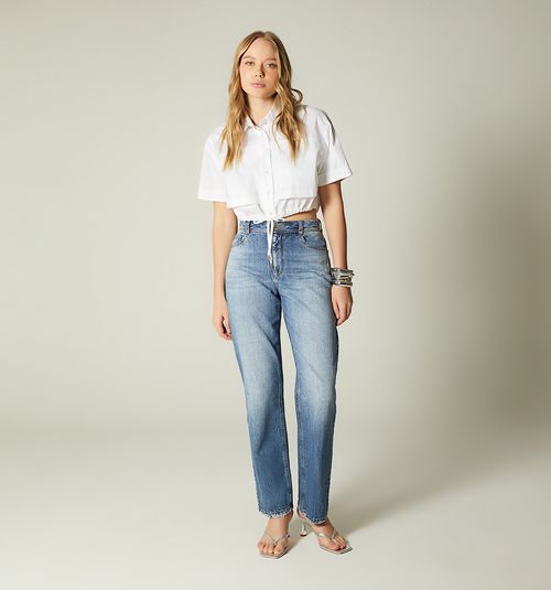 SHORT SLEEVE BLOUSE WITH DRAWSTRING WAIST