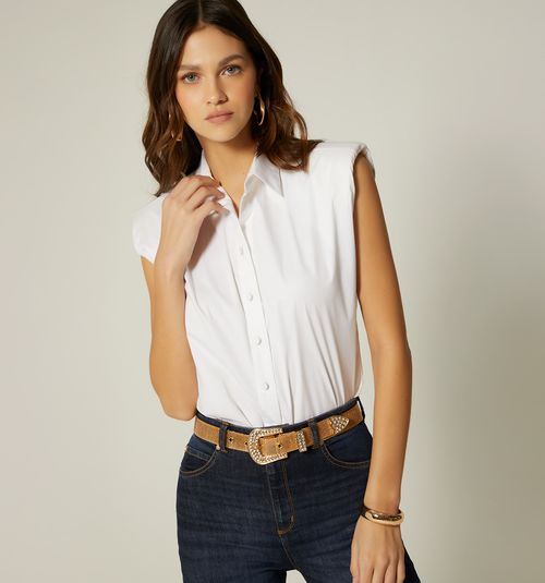 SLEEVELESS BLOUSE WITH SHOULDER PADS