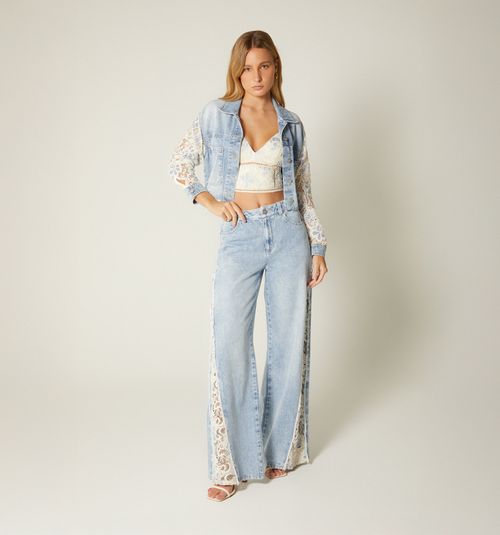HIGH WAIST PALAZZO JEANS CROCHET COMBINATION