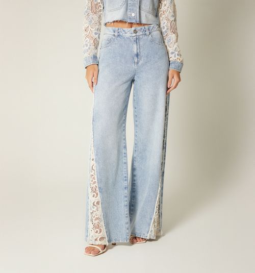 HIGH WAIST PALAZZO JEANS CROCHET COMBINATION