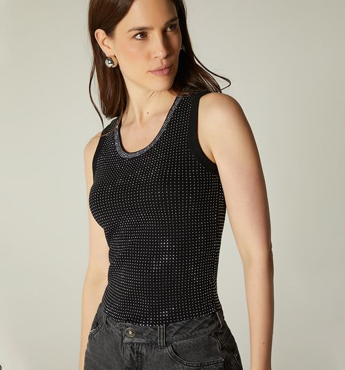 SLEEVELESS BLOUSE WITH HOTFIX