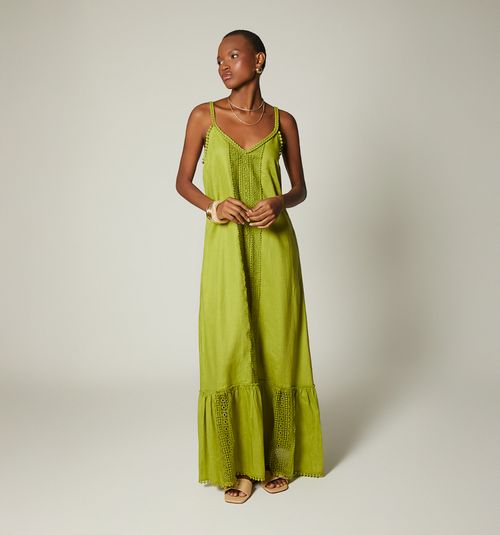 LONG DRESS WITH WIDE LACE IN CENTER