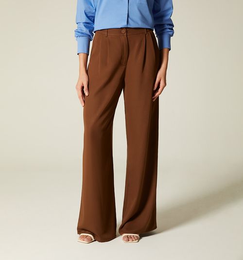 High-waisted Palazzo Pants with Pleats