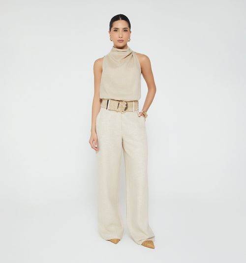 High Waist Palazzo Pants with Belt