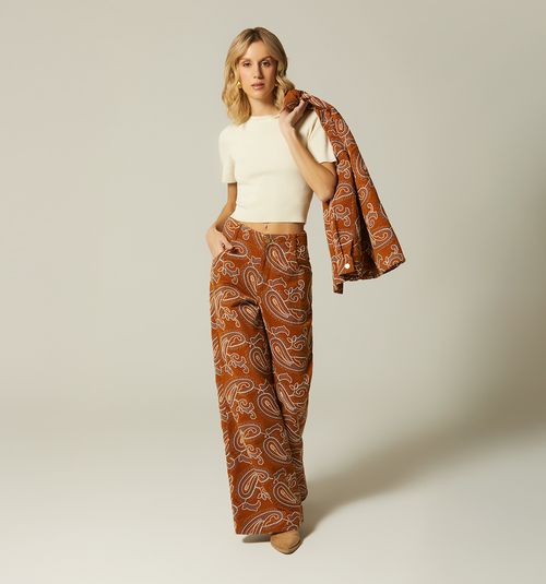High-Waisted Palazzo Pants in Jacquard