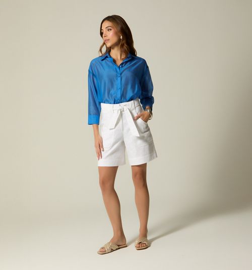 HIGH-WAISTED BERMUDA SHORTS, POCKETS AND BELT
