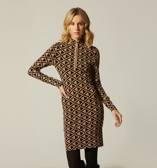 HIGH COLLAR DRESS WITH ZIPPER