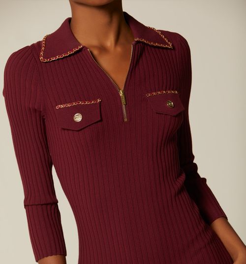 POLO NECK THREE-QUARTER SLEEVE DRESS