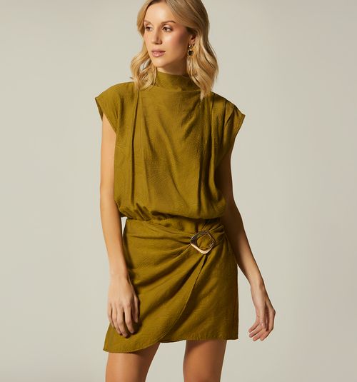 SHORT SLEEVE DRESS WITH TRIM