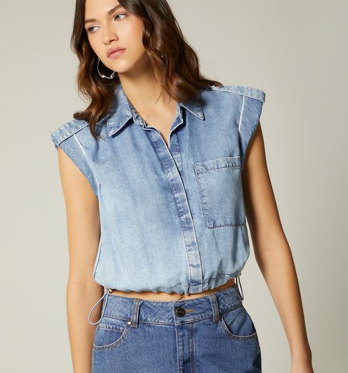 SLEEVELESS SHIRT WITH ELASTIC