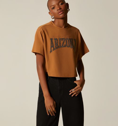 PRINTED T-SHIRT WITH HOTFIX