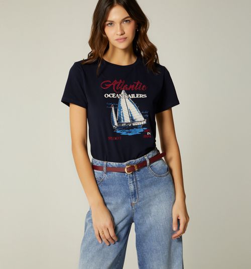 T-SHIRT WITH HOT FIX PRINT