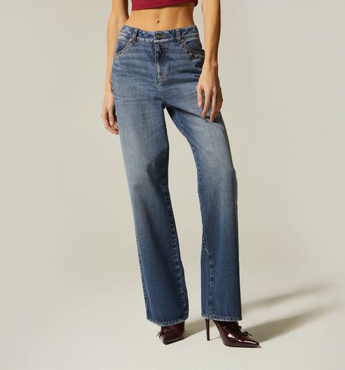 STRAIGHT LEG FIVE-POCKET JEAN WITH STUDS
