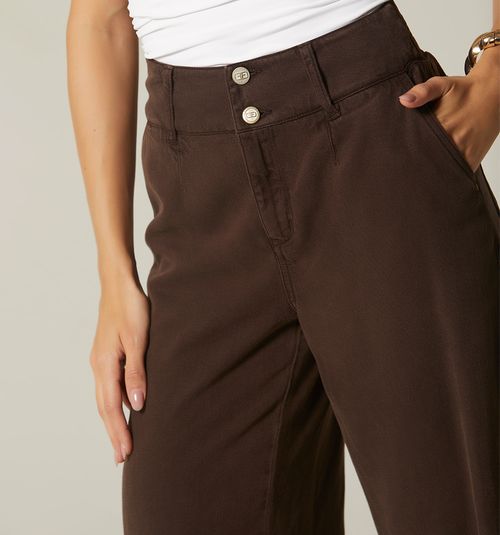 HIGH WAIST PALAZZO JEANS WITH RUCHING WAISTBAND