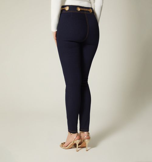 HIGH WAIST EYELET CHAIN JEGGINGS