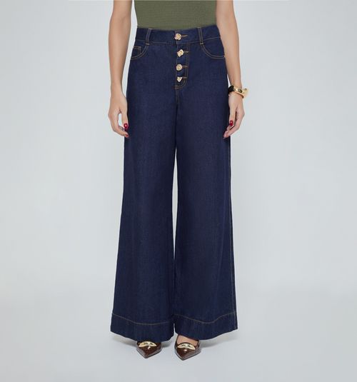 HIGH-WAISTED PALAZZO JEANS WITH BUTTONS