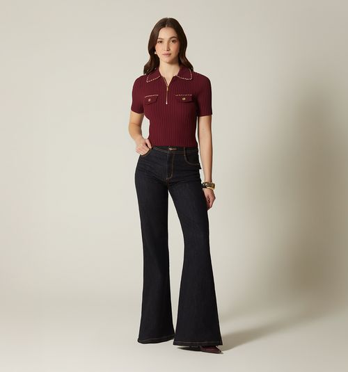 POLO COLLAR SHORT SLEEVE BLOUSE