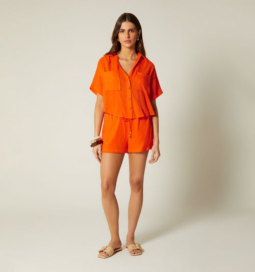Short Sleeve Blouse with Pockets
