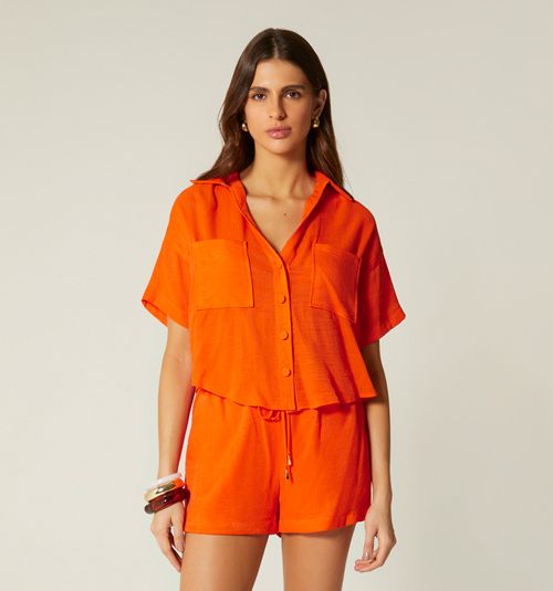 Short Sleeve Blouse with Pockets