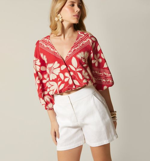 CROSSOVER BLOUSE THREE-QUARTER SLEEVE