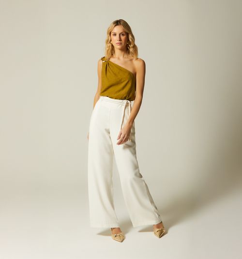 ONE SHOULDER BLOUSE WITH TRIM