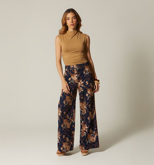 JACQUARD PALAZZO JEANS WITH CUTS